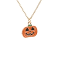 Halloween pumpkin jack-o'-lantern pendant necklace in orange and black enamel finish - Pumpkin Necklace