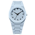 Ice blue octagonal sports watch with black Arabic numerals and integrated strap - Light Blue
