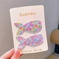 Set of two mermaid tail hair clips with colorful sequins on branding display card - Sequin Mermaid Tail (1043) / 2 Pcs/Set / Colorful