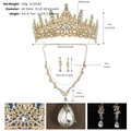 Dimensioni dettagliate della parure da sposa con corona di strass e collana - Oro
