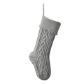Dark grey knitted Christmas stocking with heart pattern and cable knit texture details - Silver Gray
