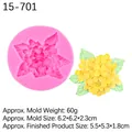 Pink silicone mold for hydrangea flowers and yellow fondant floral craft results - 1#15-701 Hydrangea / Pink
