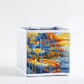 Foldable white fabric storage box featuring Van Gogh Starry Night pixelated artwork - Style SNX-07