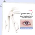 Ivory white eyelash curler with built-in comb for precise and natural curling effect - Rimless Comb Ivory White