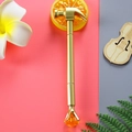 Creative gold hammer-shaped ballpoint pen with an orange gemstone detail - Diamond Hammer - Gold / 0.5mm