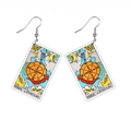 Acrylic tarot earrings featuring the Wheel of Fortune design with metal ear hooks - Wheel of Fortune-C113