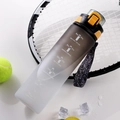 Gradient black and white large capacity sports bottle with motivational time markers - Black/Direct Drink