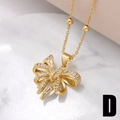 Collana dorata con pendente a fiocco in zirconi e catena con piccole perle eleganti - Catena a Sfere Fiocco (D)