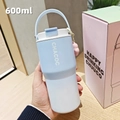 Light blue and cream 600ml insulated coffee mug with cute pig charm and handle - 600ml / Blue