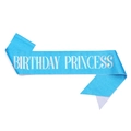 Blue glitter birthday princess sash with white lettering for girls party celebration - Block Letter Blue Sash