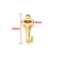 Golden titanium steel key pendant with 20mm height and 8mm width measurements - Vacuum 18K Gold Small Key 8x20mm