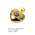Detail view of gold-plated copper heart pendant with evil eye design and zircon stones - Evil Eye Heart-Gold (Pendant Only)