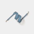 Adjustable blue leather shoulder strap with silver metal hooks and brown edge oil - Light Blue Silver