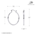 Classic S925 sterling silver hollow hoop earrings in silver finish showing dimensions - 30MM / 925 Silver White Gold Plated