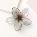 Translucent grey-green frangipani flower hair claw clip with sparkly gold glitter finish - Transparent Black