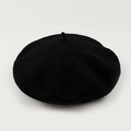Klassische schwarze Baskenmütze aus dicker Wolle im französischen Stil für Damen Winter - M / Schwarz