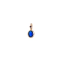 Vintage gold necklace featuring oval and square blue birthstones on white background - September Alone Pendant (Deep Blue)