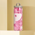 Toalla rosa absorbente de microfibra para mascotas en tubo de almacenamiento portátil - Impreso Dibujos Animados/Barril / Rosa