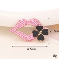 Detail view of pink rhinestone lips charm with dimensions 2.7cm by 4.5cm and 8g weight - D952 Flower Lips (Pink)