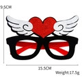 Black party glasses with red glitter hearts and silver wings for Valentine's day - Heart Wing