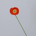Handmade crochet red and yellow flower bouquet with green stem for gift decoration - Poppy White Orange