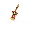 Golden God of Wealth charm pendant with red enamel finish for DIY charm bracelets - Gold God of Wealth Charm