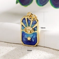 Gold rectangular evil eye pendant with blue enamel and star detail, 19mm by 10mm size - A023 Gold Rectangle Blue Eye Star