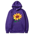 Purple hooded sweatshirt with daisy sunflower print pattern in a regular fit style - Purple