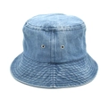 Classic washed blue denim bucket hat with metal eyelets and reinforced brim stitching - M (56-58cm) / Medium Blue