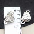 Silver heart shaped magnetic jewelry clasp with rhinestones for DIY bracelets - Rhinestone Inlaid Clasp (19862)