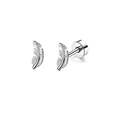 Silver feather shaped stainless steel stud earring with ball screw back design - Leaf (0.8mm)