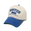 Ρετρό καπέλο μπέιζμπολ Boston 1630 με κρεμ βάση και μπλε γείσο σε αντίθεση χρωμάτων - Μπεζ Κορυφή Βασιλικό Μπλε Γείσο (D)