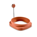 Stampo per uova quadrato in silicone arancione con manico in acciaio inossidabile - 1 Pezzo / Rosa/Arancione