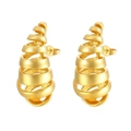 Pendientes de botón con espiral hueca dorada en acero inoxidable pulido fino - Dorado