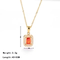 Gouden ketting met oranje edelsteen en zirkonia accenten, hanger afmeting 19x9mm - Goud-Rode Zirconia