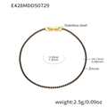 Bracelet tennis en acier inoxydable doré orné de zircons noirs ronds et d'un fermoir pliant - Noir / 18cm
