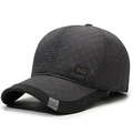 Dark gray quilted winter baseball cap with diamond embroidery and warm ear protection - Adjustable / Gray