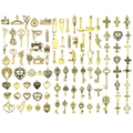 Assorted gold and bronze metal charms in sewing, tools, and heart shapes for DIY jewelry - 100 Style Set (SN1025) / 100pcs Pack / Antique Gold