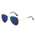Classic kids aviator sunglasses with gold metal frame and blue mirrored lenses - Gold Frame Blue Mirror