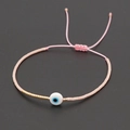 Bracciale di perle Miyuki rosa con Evil Eye blu e cordino intrecciato regolabile - Rosa (MI-B200498M)