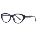 Occhiali anti luce blu a gatto neri lucidi con montura elegante su sfondo bianco puro - Nero