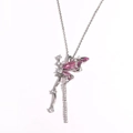 Detail eines silbernen Schmetterlingsanhängers mit rosa Stein und Zirkon-Quasten - Silber Rosa Edelstein Stil (Stil 1)