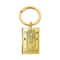 Golden stainless steel Tarot High Priestess keychain pendant on a white background - Tarot 014 (The High Priestess)