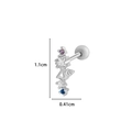 Silver flower and star cartilage stud with purple and blue zircon stones - Silver #6