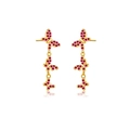 Orecchini pendenti a farfalla in argento S925 dorato con cristalli viola e vista simmetrica - Argento 925 / Oro 18 carati Zircone Rosa