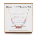 Pregnancy necklace with rose quartz, aquamarine and moonstone beads in a gift box - Healthy Pregnancy - Style 1