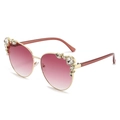 Fashionable cat eye sunglasses with pink gradient lenses and gold rhinestone frame - Gold Frame Purple Gradient