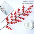 Dekorativer 90 cm roter Kunstbeerenzweig mit 12 Gabeln für moderne Inneneinrichtung - 12-Zackige Rote Beeren Zweig