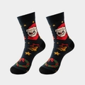 Navy blue Halloween socks with Jack Skellington snowman and Christmas patterns - Evil 01-Navy Stitched Snowman
