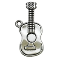 Silver guitar charm pendant in musical instrument style for DIY jewelry making - 1Pc Guitar 15x25mm
